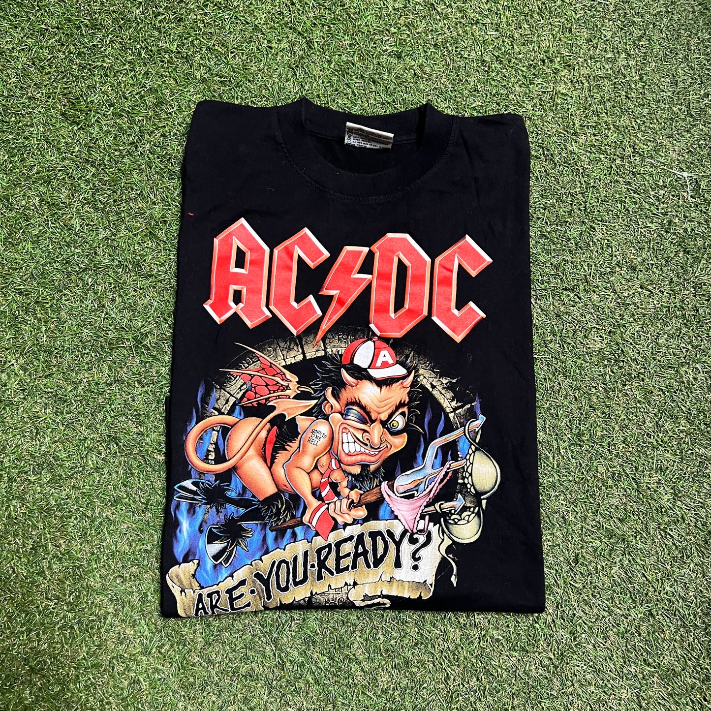 ACDC Are You Ready Baby Devil Black Tee Size XL USED v14377