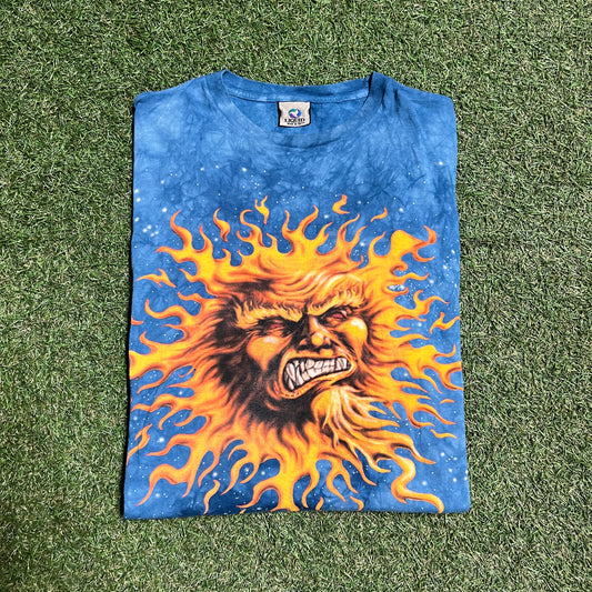 Liquid Blue Angry Sun Tie Dye Blue Tee Size XXL USED v14376