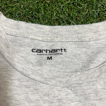 Carhartt WIP Heather Grey Tee Red Logo Size Medium USED V14388