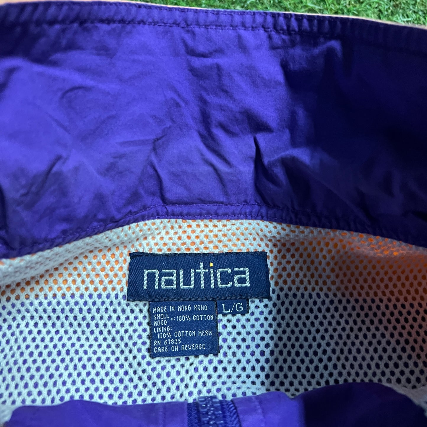 1990s Nautica Sail Boat Back Hit Purple Jacket Size Large USED v14374