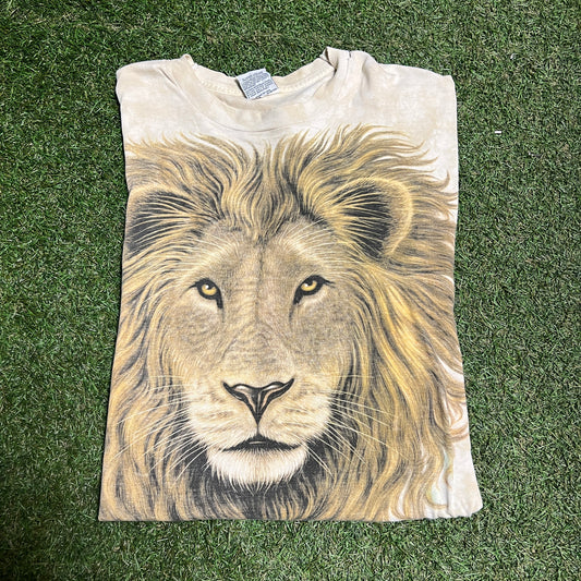 1994 liquid blue double sided lion tee beige Size XL USED v14434