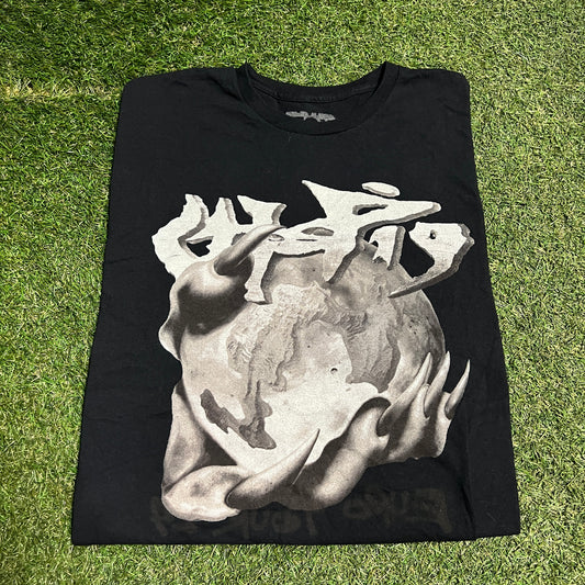 Travis Scott Utopia Demon Hand Holding Earth Black Tee Size XL USED x12991