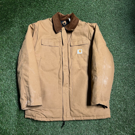 1990s Carhartt Insulated Collard Tan Jacket Size XL USED v14411