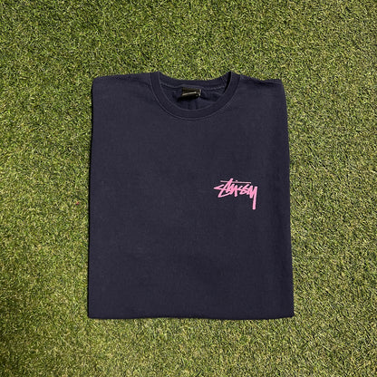 Stussy Logo "Dance Energy" Tee Navy Size XXL USED x12101