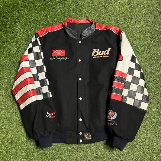 2000s Dale Earnhardt Jr Nascar Winston Cup Bud Black Race Jacket Size Large USED v15534