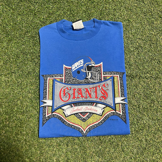 1991 Giants Football Tradition Signal Sports Tag Blue Tee Size Medium USED v15559
