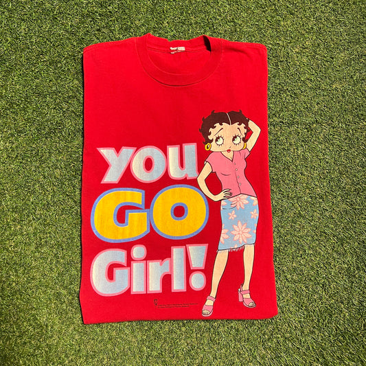 2000 Betty Boop You Go Girl Red Tee Size XL USED v15556