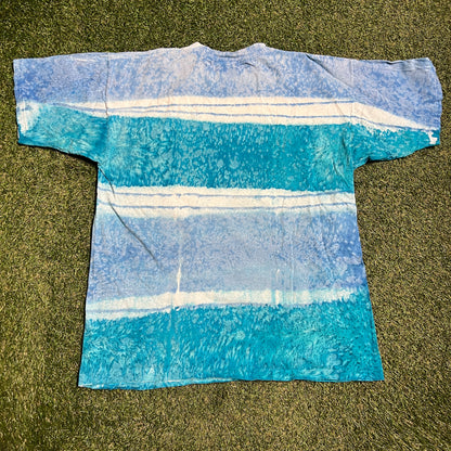 1990s Ocean Blue Tag Tie Dye Tee Size XL USED v15544