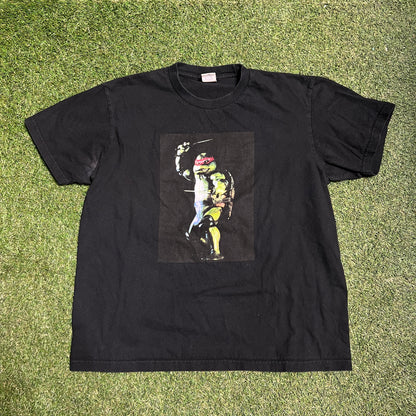 Supreme Rafael TMNT Black Tee Size Medium USED x12069