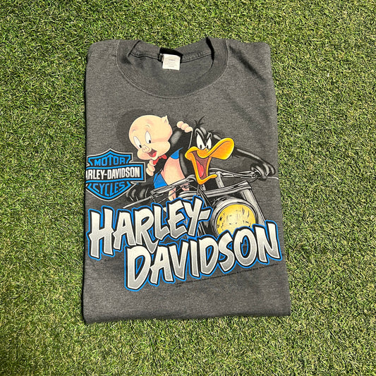 2018 Harley Davidson x Looney Tunes Grey Tee Size Large USED v15572