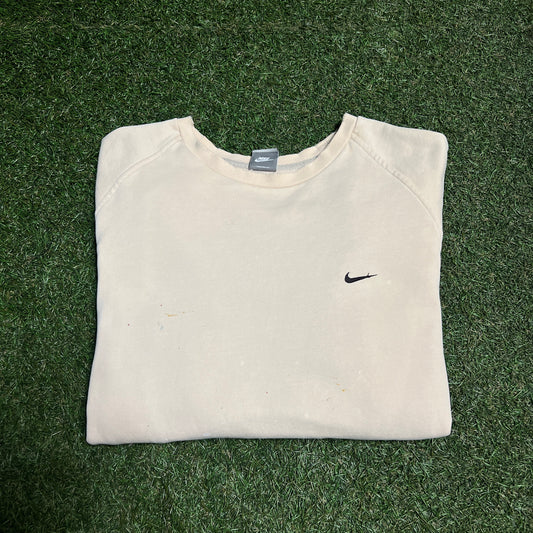 Y2K Nike Crewneck Distressed Cream Size XL USED v14462