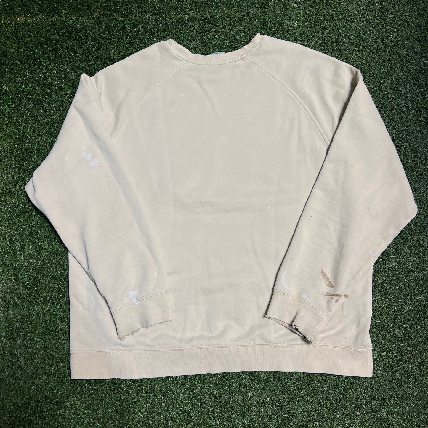 Y2K Nike Crewneck Distressed Cream Size XL USED v14462