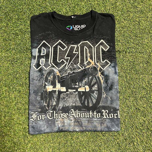 2006 ACDC For Chose About To Rock Blue Tie Dye Tee Size Large USED v15562