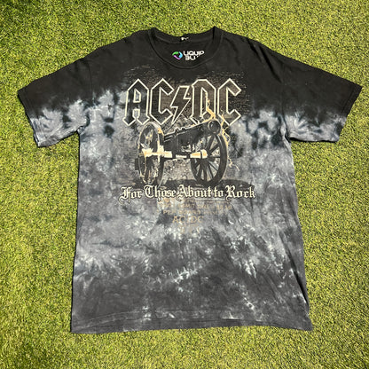 2006 ACDC For Chose About To Rock Blue Tie Dye Tee Size Large USED v15562