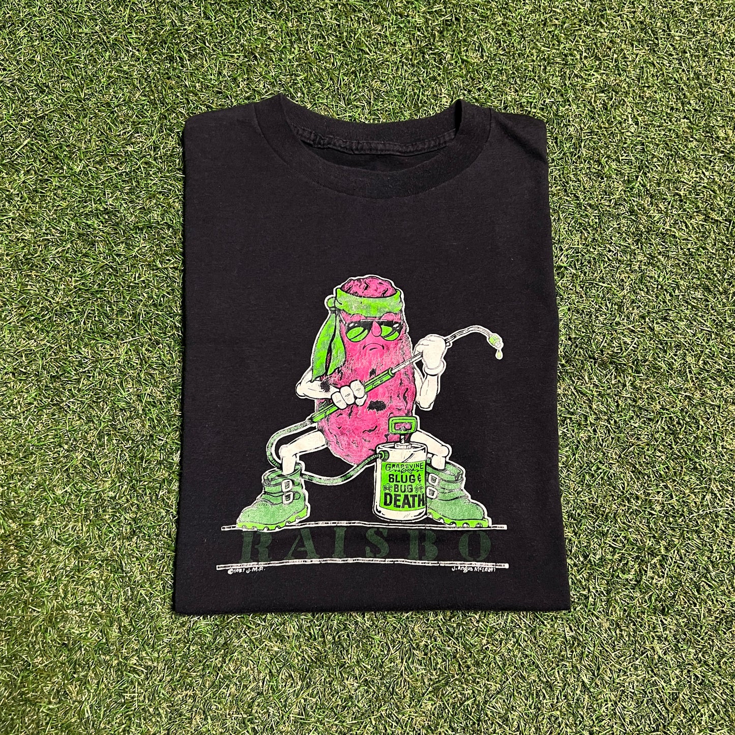 1987 "Raisbo" Art Black Tee Size Large USED v15560