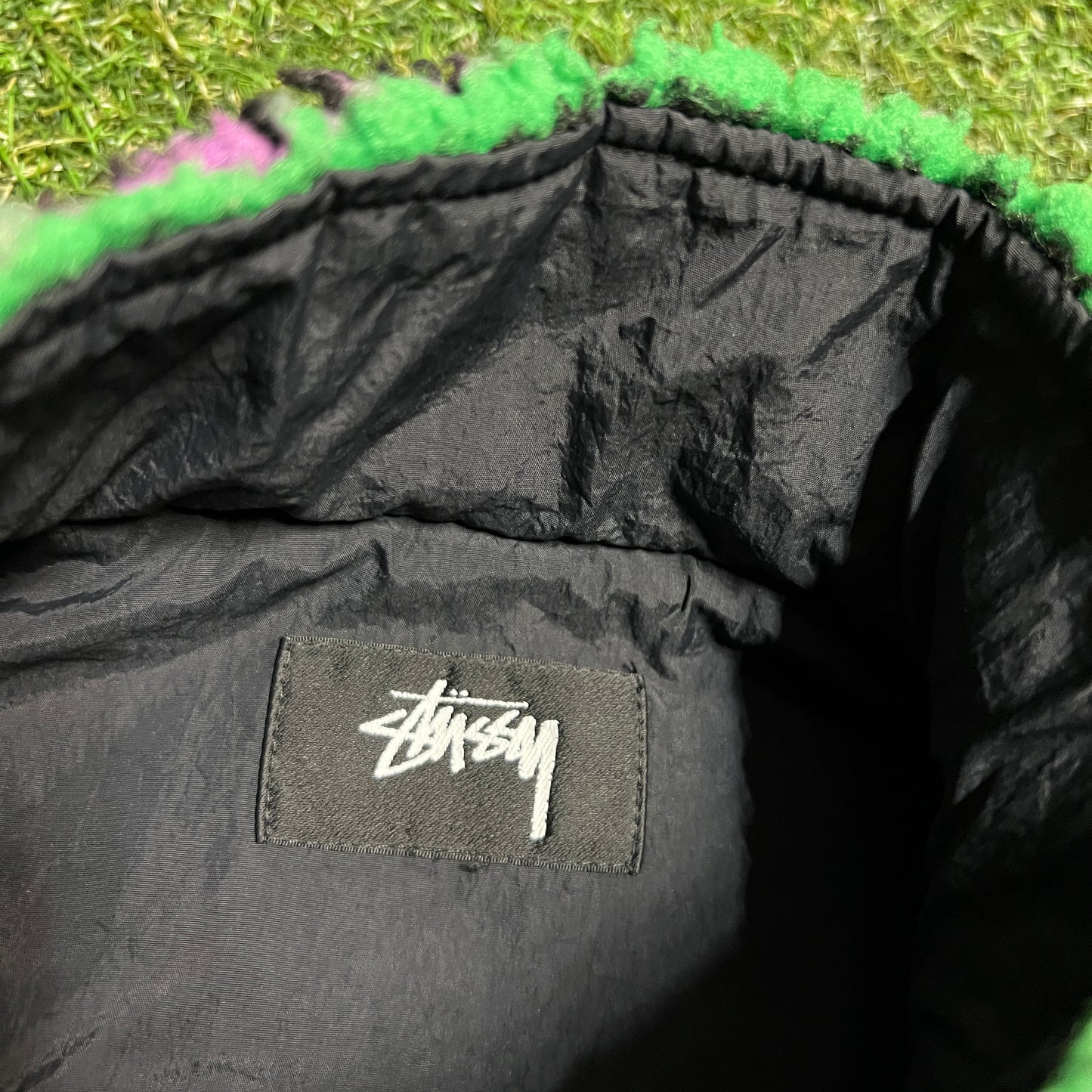 Stussy Striped Grape Sherpa Vest Size Large USED x13060