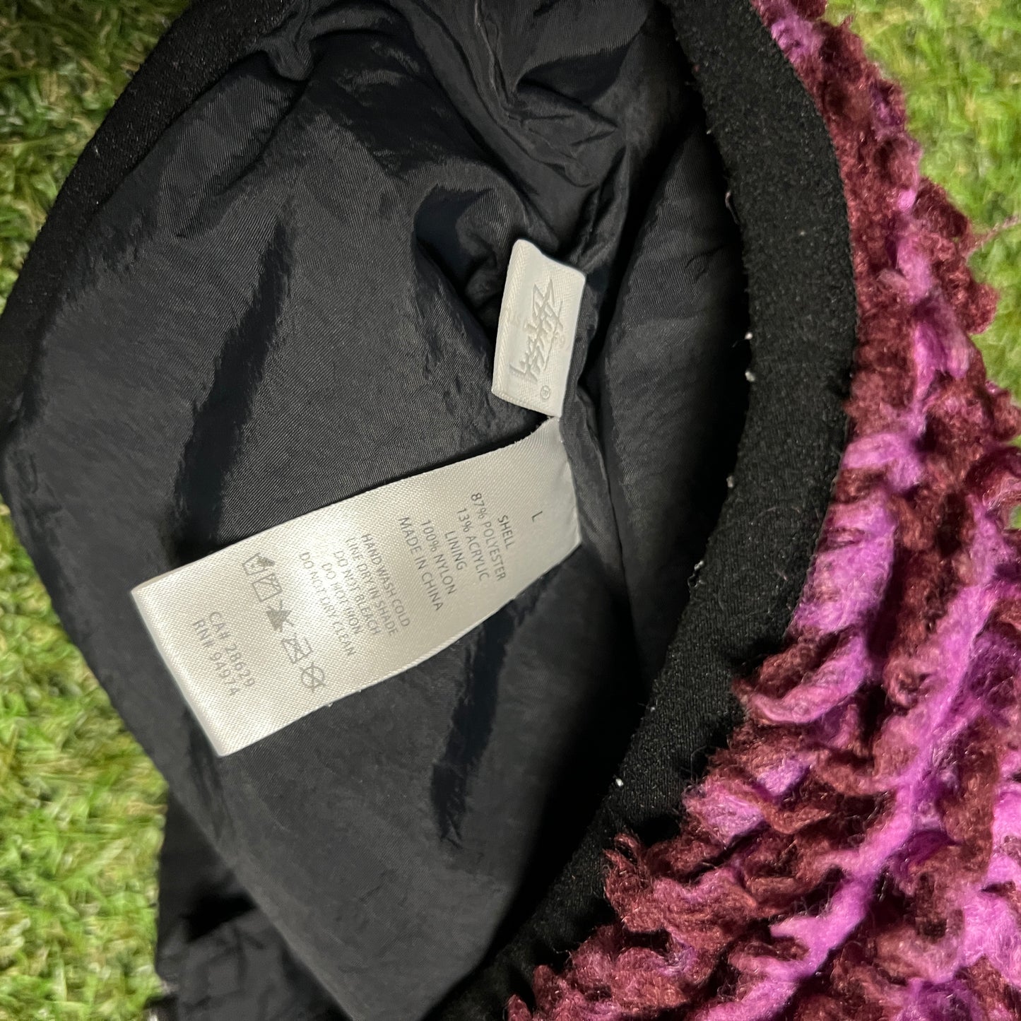Stussy Striped Grape Sherpa Vest Size Large USED x13060