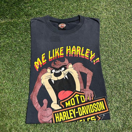 1992 Harley Davidson Taz "Me Like" Black Tee Size Large USED v15590