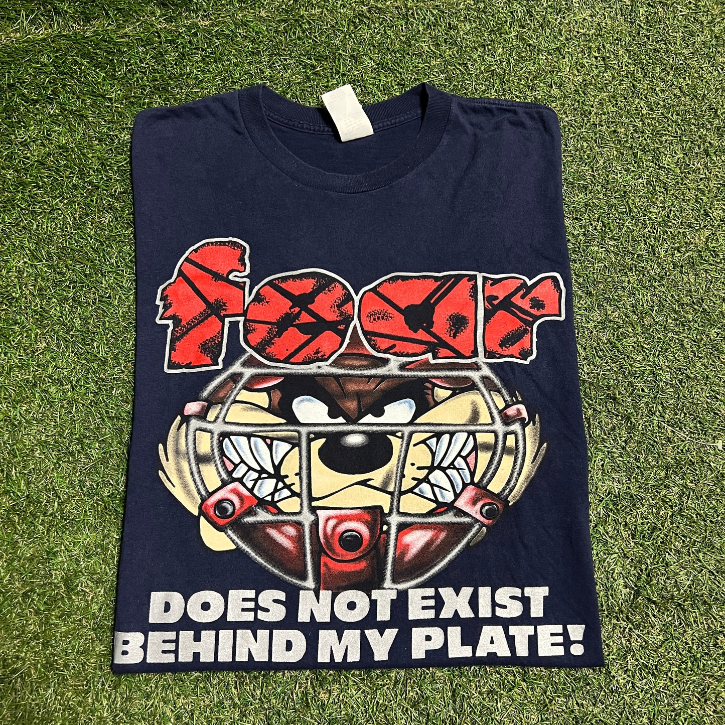 1997 Taz "Fear Does Not Exist" Navy Tee Size Large USED v15591