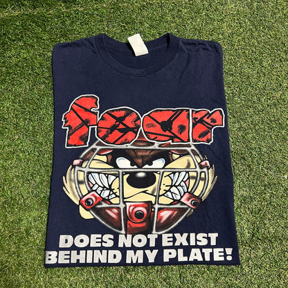1997 Taz "Fear Does Not Exist" Navy Tee Size Large USED v15591
