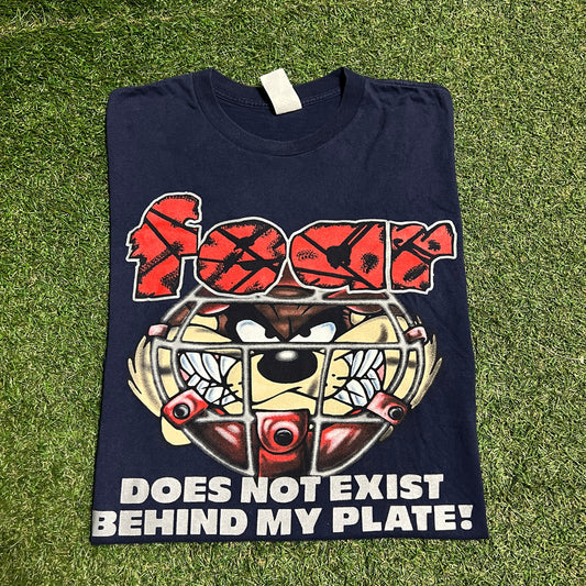 1997 Taz "Fear Does Not Exist" Navy Tee Size Large USED v15591