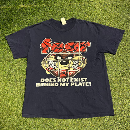 1997 Taz "Fear Does Not Exist" Navy Tee Size Large USED v15591