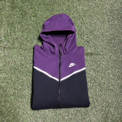 Nike tech purple color block zip up white logo Size Small USED v14494