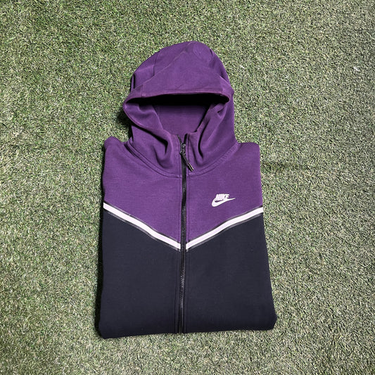 Nike tech purple color block zip up white logo Size Small USED v14494