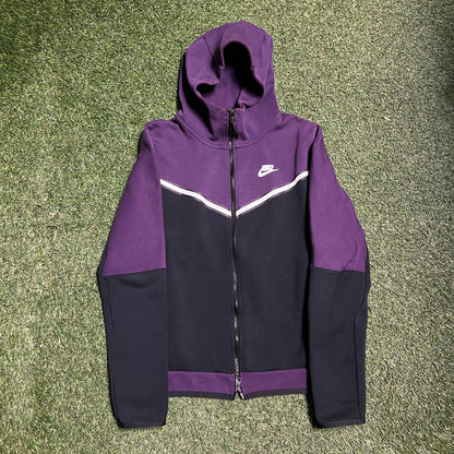 Nike tech purple color block zip up white logo Size Small USED v14494