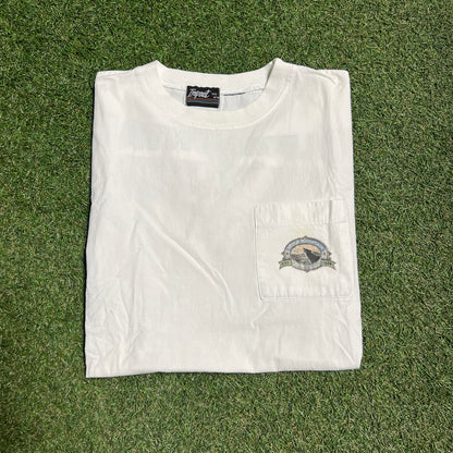 Wolf mountain wilderness supply baseball pocket tee white Size Medium USED v14484