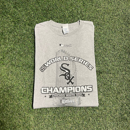 2005 chicago white sox world series champions tee grey Size XL USED v14483