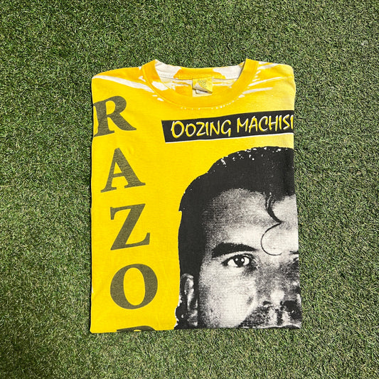 1993 Razor Ramon WWF Full Print Tee Yellow Size XL USED v14496