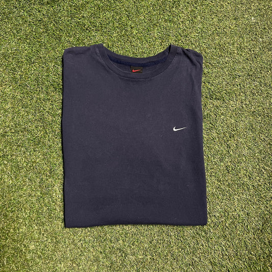 Y2K Nike Tee Navy Size XL USED v14515