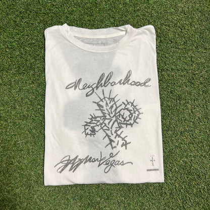 Travis Scott x Neighborhood Drawing White Tee Size Large USED x13109