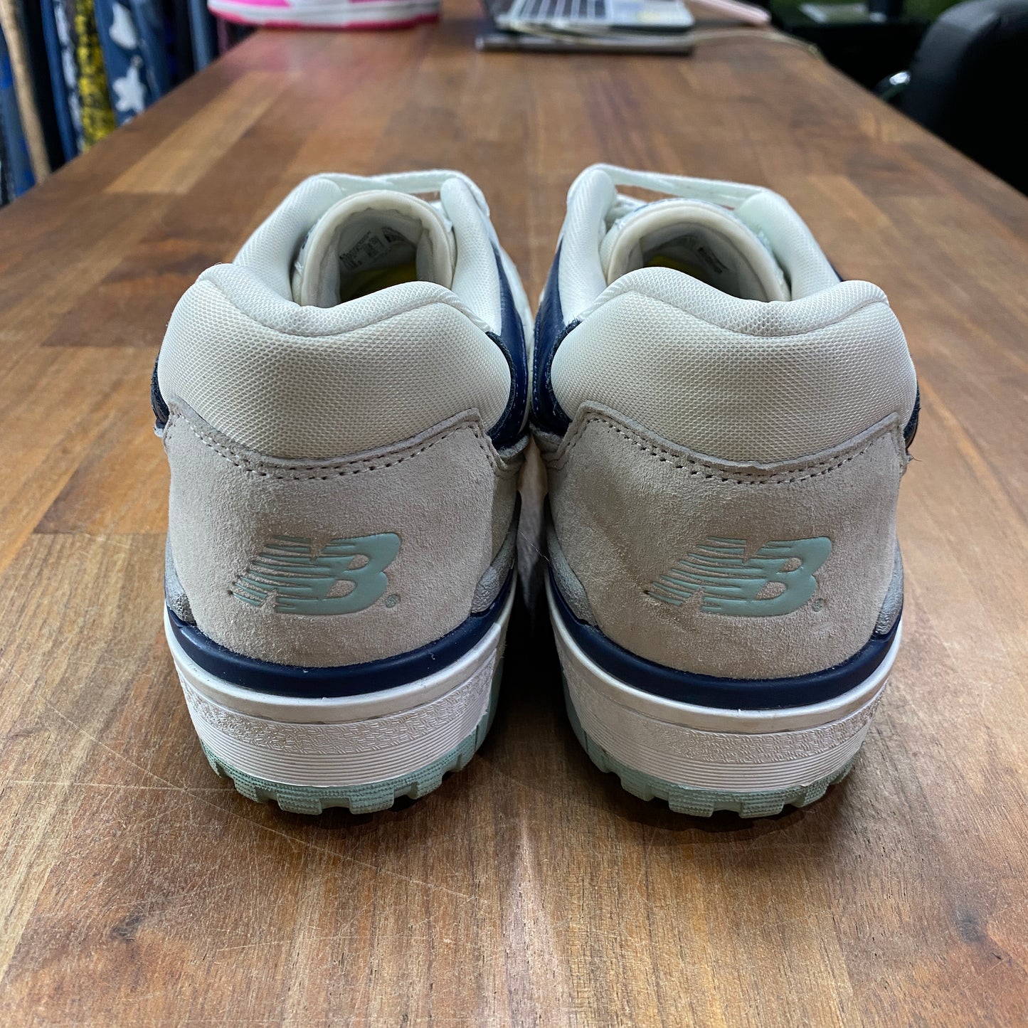 New Balance 550 White Vintage Indigo Size 10.5 USED s15402