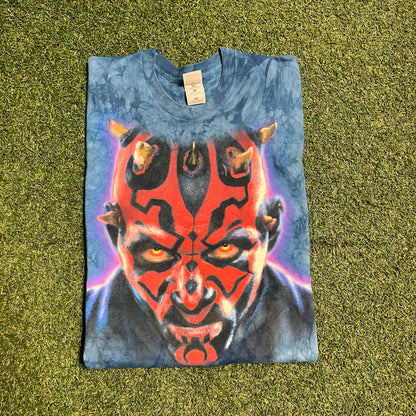 Y2K Star Wars Darth Maul Tie Dye Big Face Tee Size XL USED v15628