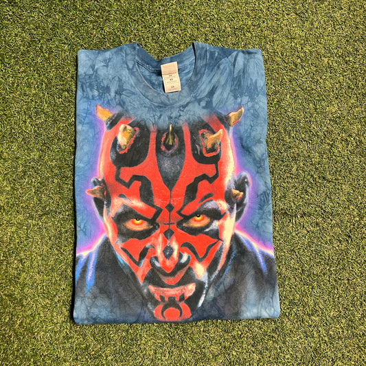 Y2K Star Wars Darth Maul Tie Dye Big Face Tee Size XL USED v15628