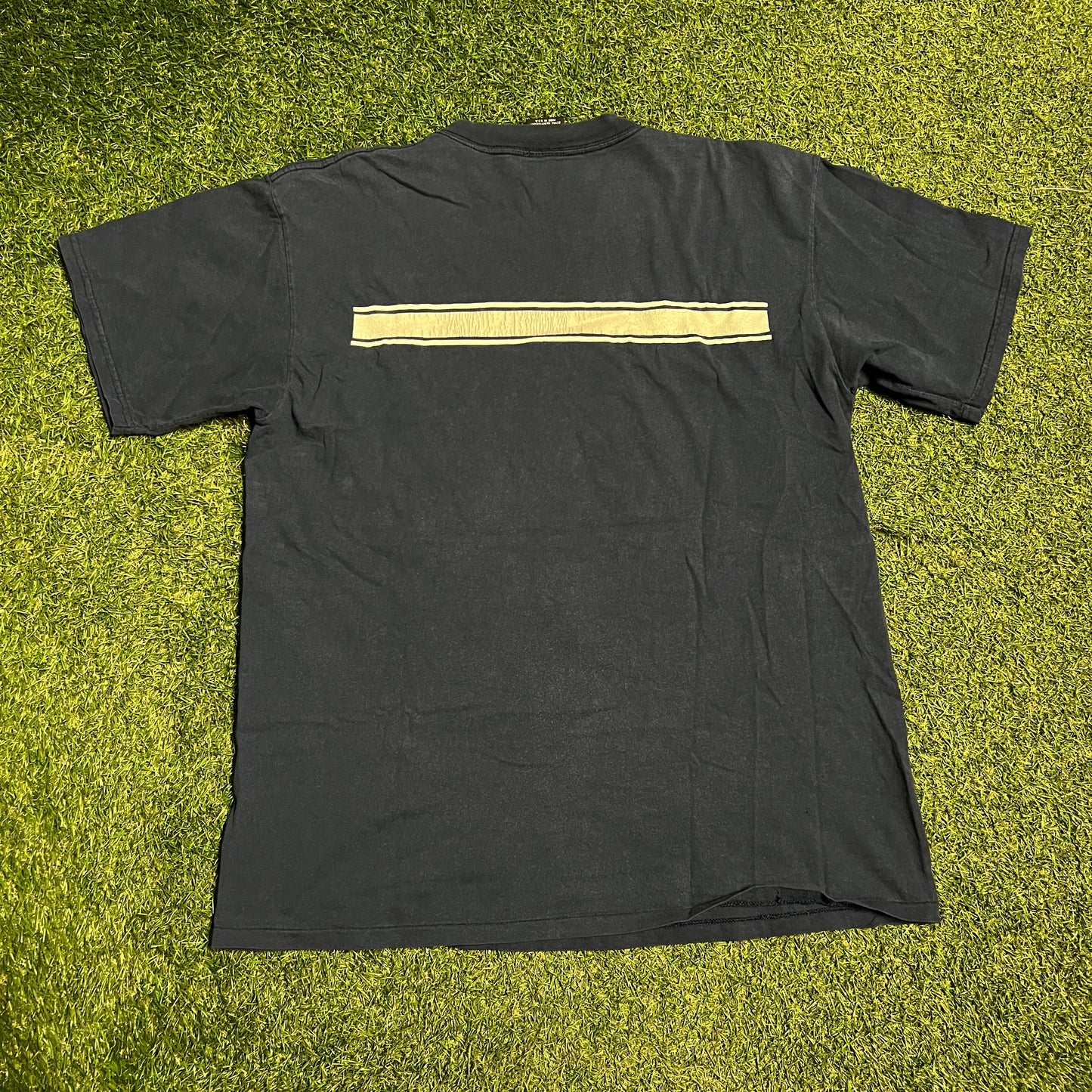 1990s Korn Silver Stripe Navy Tee Size XL USED v15621