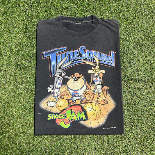 1996 Space Jam Tune Squad Black Tee Size Large USED v15653