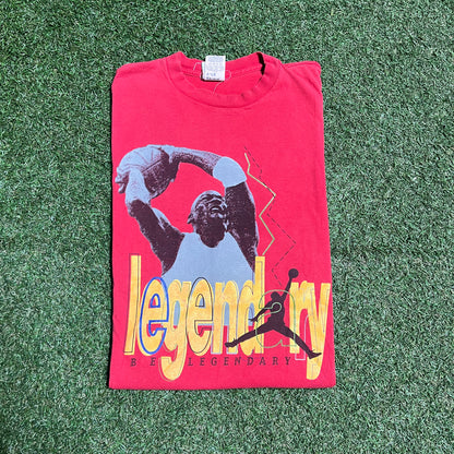 1990s Nike Jordan "Be Legendary" Red Tee Size XL USED v15652
