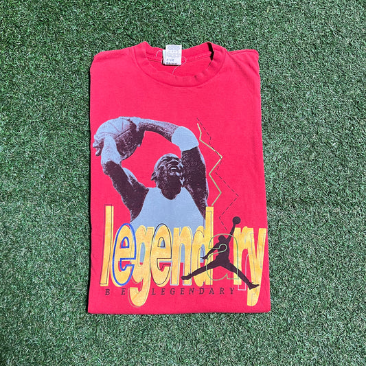 1990s Nike Jordan "Be Legendary" Red Tee Size XL USED v15652