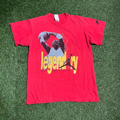 1990s Nike Jordan "Be Legendary" Red Tee Size XL USED v15652