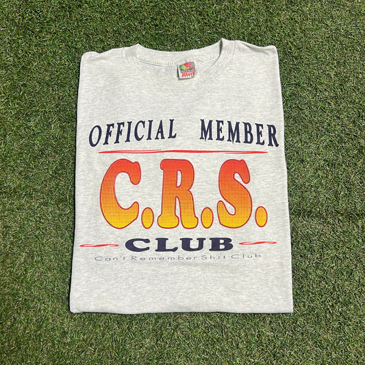 Y2K "CRS" Club Grey Tee Size Large USED v15643