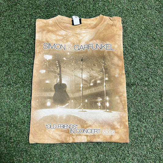 2003 Simon and Garfunkel Brown "Old Friends" Tour Tee Size Large USED v15642