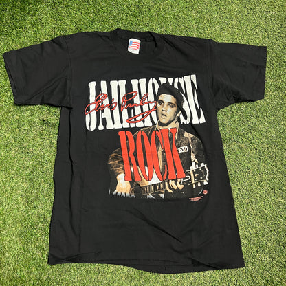 1996 Elvis Presley Black "Rock" Tee Size XL USED v15641