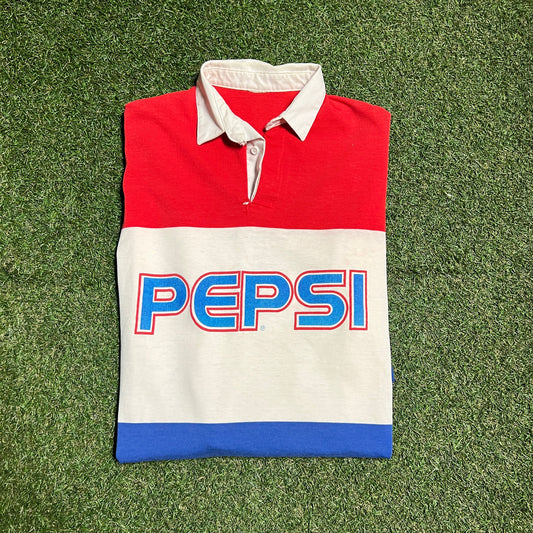 1980s Pepsi Longsleeve Rugby Size Large USED v15666