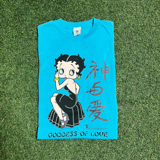 2000 Betty Boop "Goddess of Love" Blue Tee Size Medium USED v15664