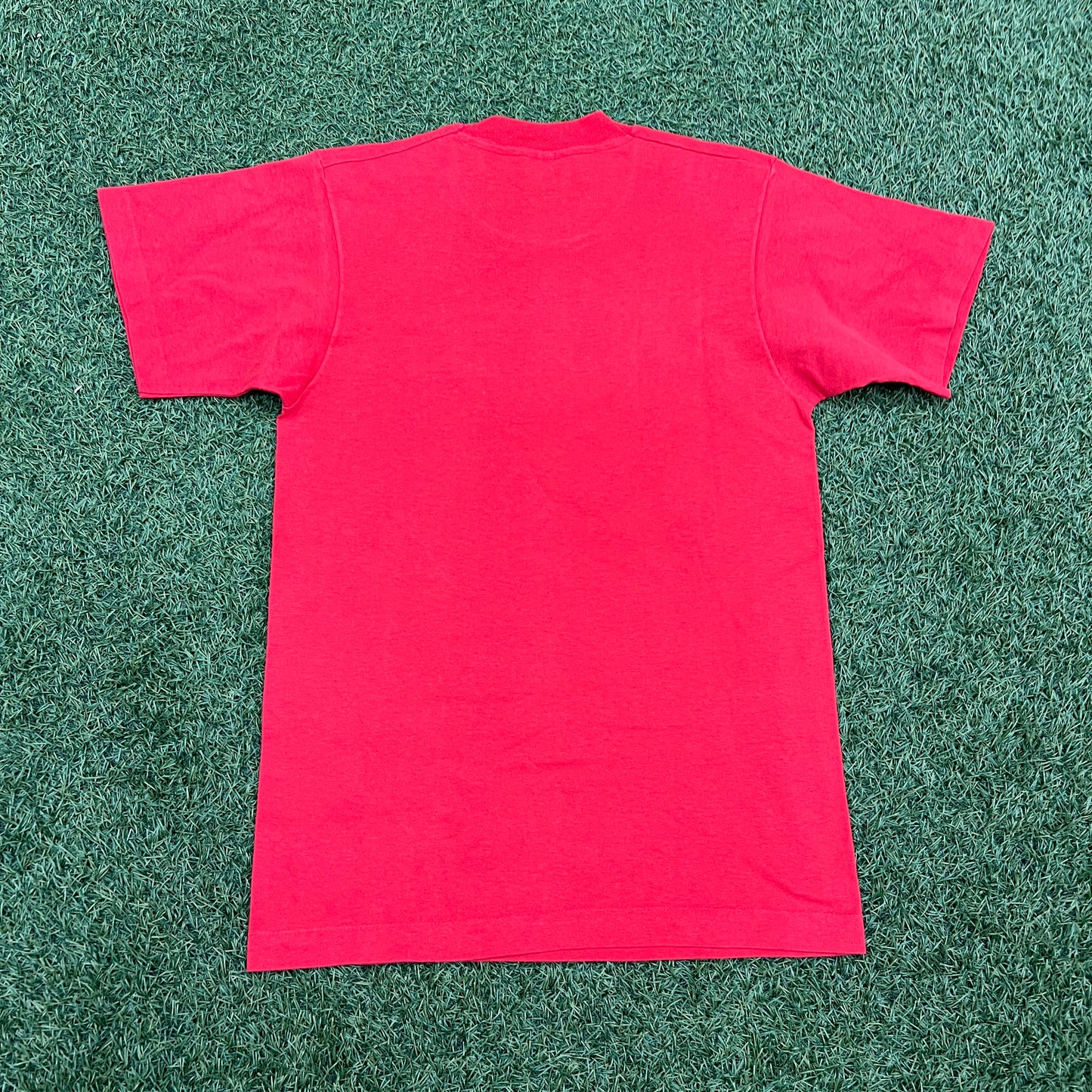 1987 Joe Montana San Franciso Cartoon Head Red Tee Size Medium USED v14617