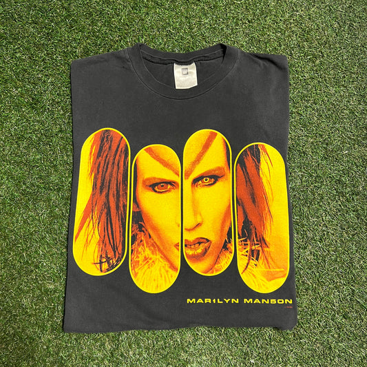 1999 Vintage Marilyn Manson Rock is dead Tee black Size XL USED v13955