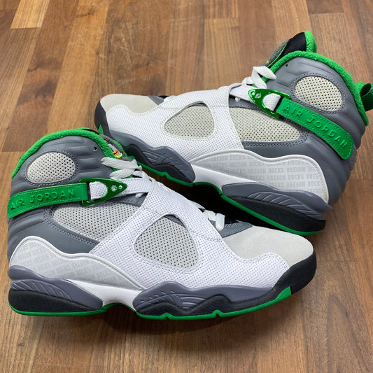 Jordan 8 University of Oregon PE Pure Platinum SAMPLE Size 9 NEW s10661